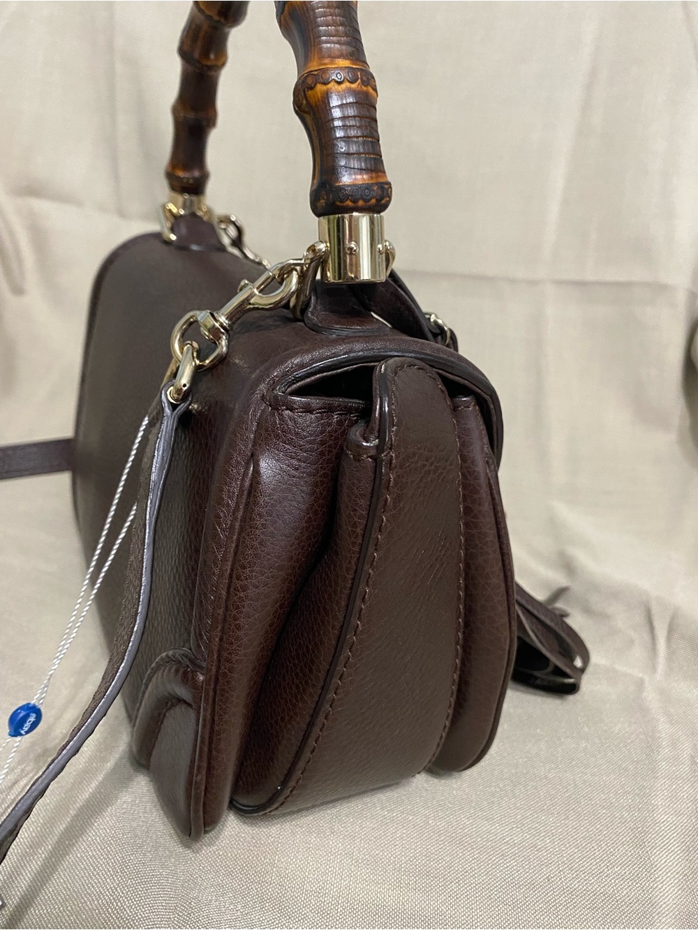 Gucci New Bamboo Medium Top Handle Shoulder Bag 2Way Leather Tassel 1947 - Picture 11 of 16